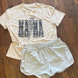 Source Unknown Cream and Gray Women Shorts